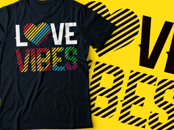 Love rainbow heart with rainbow text typography design | love vibes