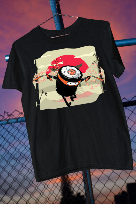 Sushi T-Shirt / Japanese / Foodie / Japanese Food / Nigiri / Temaki/ Salmon / Tuna 30 Design PSD + PNG