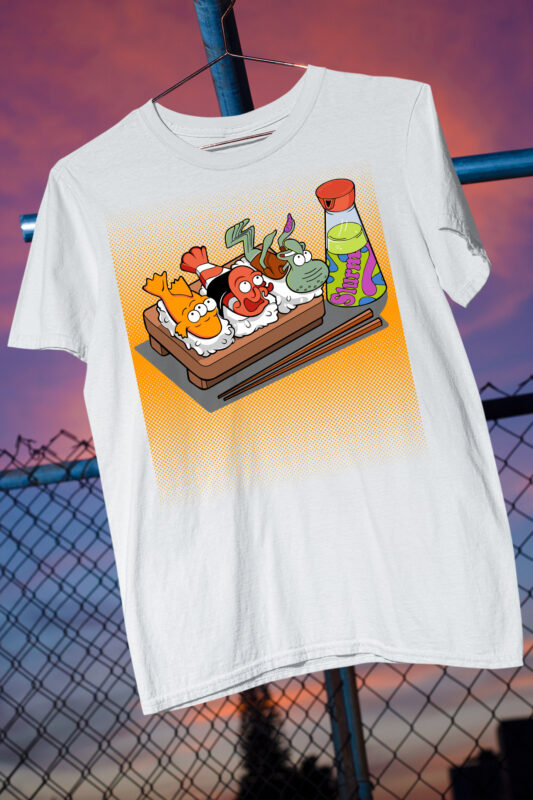 Sushi T-Shirt / Japanese / Foodie / Japanese Food / Nigiri / Temaki/ Salmon / Tuna 30 Design PSD + PNG