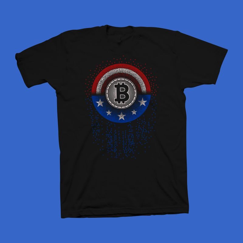 Bitcoin Hero vector illustration, American bitcoin t shirt design, Cryptocurrency vector design, Bitcoin svg png, Bitcoin t shirt design for sale