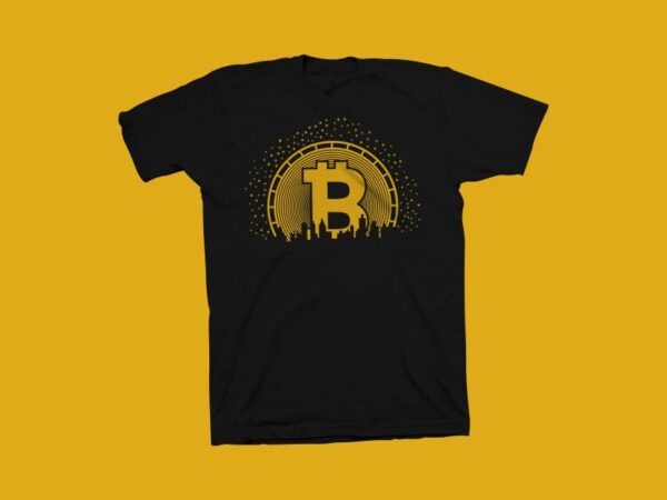 Bitcoin city t shirt design, hustle t shirt design, cryptocurrency vector illustration, bitcoin vector illustration for sale