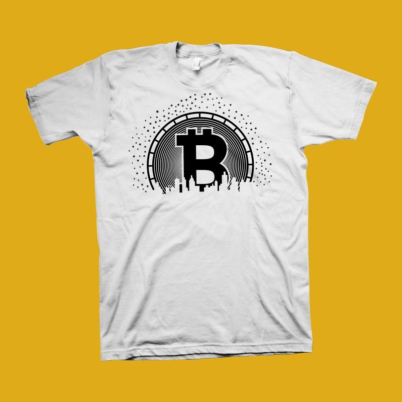 Bitcoin City t shirt design, hustle t shirt design, cryptocurrency vector illustration, Bitcoin vector illustration for sale