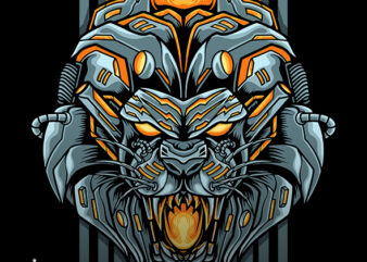 Lion Mecha Cyborg t shirt vector graphic