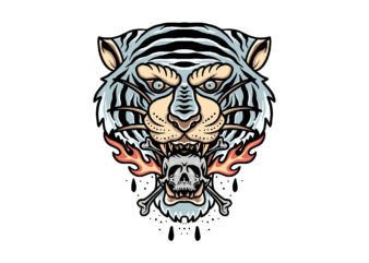 anger of tiger t shirt vector