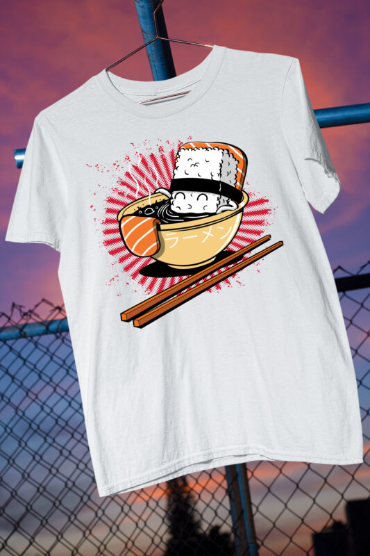 Sushi T-Shirt / Japanese / Foodie / Japanese Food / Nigiri / Temaki/ Salmon / Tuna 30 Design PSD + PNG