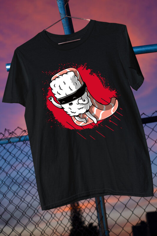 Sushi T-Shirt / Japanese / Foodie / Japanese Food / Nigiri / Temaki/ Salmon / Tuna 30 Design PSD + PNG