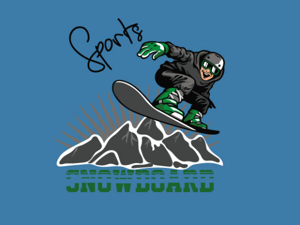 Snowboard t shirt template vector