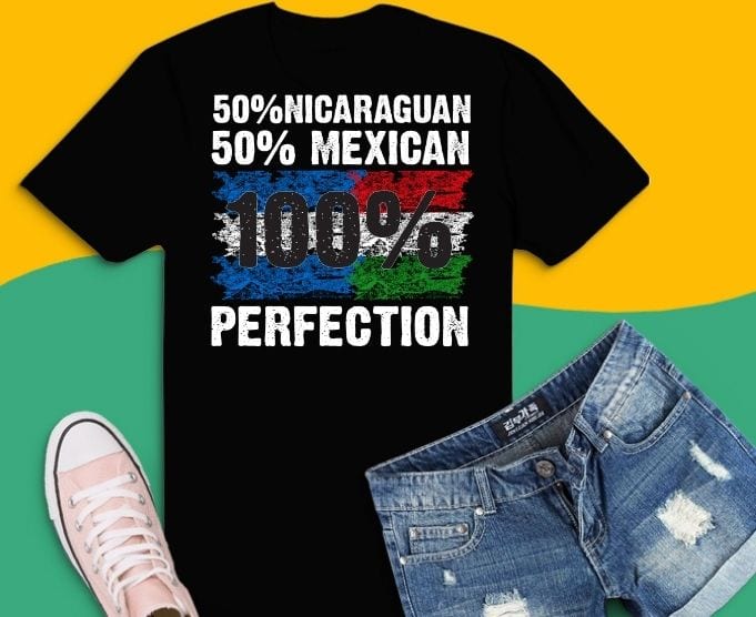 NICARAGUAN ROOTS | Half American Flag | USA NICARAGUA FLAG T-Shirt svg, 50% Nicaragua 50% mexican funny shirt svg,