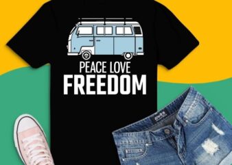 Peace Love Freedom 4th of July Avion Airstream Retro Trailer T-Shirt 4th of july graphic tee, Airstream, Avion, camper trailer, USA, patriotic vintage, patriotic retro. tee,