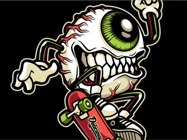 Monster eye skateboard t shirt designs for sale
