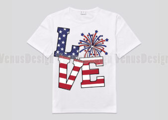 Patriotic Love Fireworks Editable Design