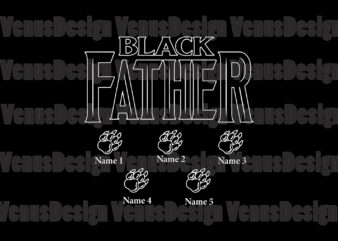 Personalized Name Black Father Bear Paws Svg