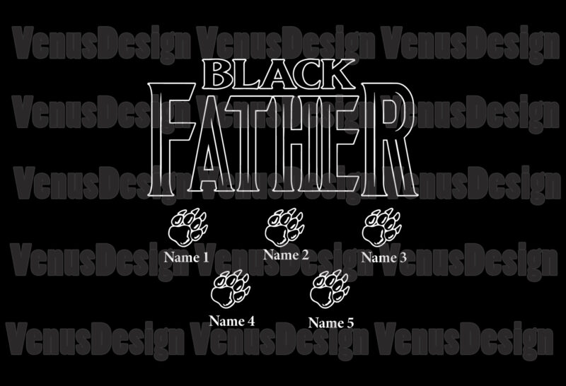 Personalized Name Black Father Bear Paws Svg