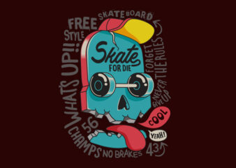 Skate Skull FreeStyle t shirt template vector