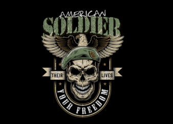 Soldier Skull Eagle t shirt template vector