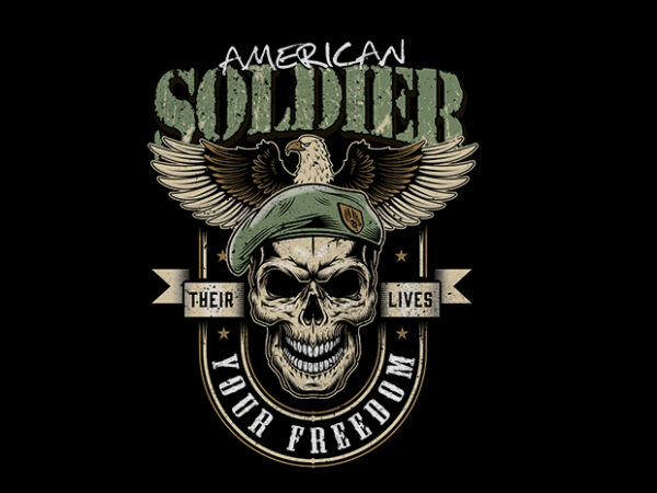 Soldier skull eagle t shirt template vector
