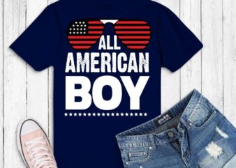 4th of July Shirt ALL AMERICAN BOY USA Flag Patriotic Family T- Shirt design svg,Independence Day Party, Christmas, Great All American Family t-shirt. Complete your collection of patriotic July Fourth,