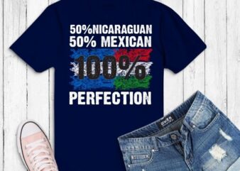 NICARAGUAN ROOTS | Half American Flag | USA NICARAGUA FLAG T-Shirt svg, 50% Nicaragua 50% mexican funny shirt svg,