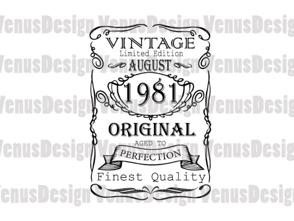 August 1981 birthday vintage limited edition editable design
