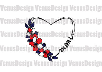 Mimi 4th Of July Floral Heart Wreath Editable Design