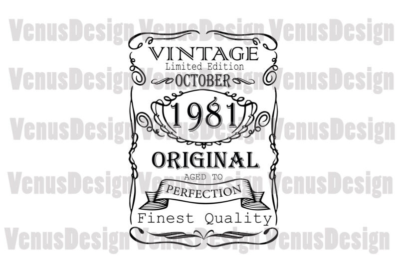 October 1981 Birthday Vintage Limited Edition Editable Design