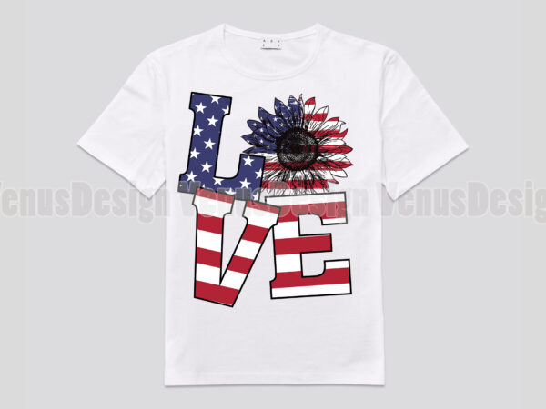 Patriotic love sunflower editable design