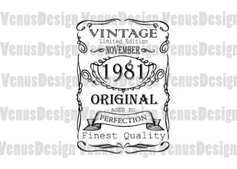 November 1981 Birthday Vintage Limited Edition Editable Design