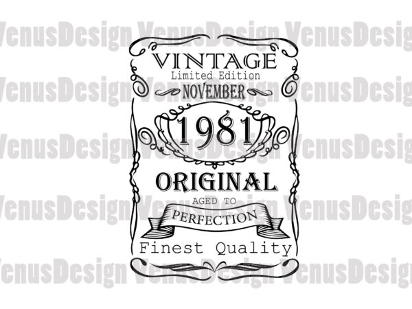 November 1981 birthday vintage limited edition editable design
