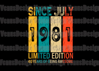 Since July 1981 Limited Edition 40 Years Of Being Awesome Editable Design