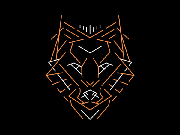 Wild wolf outline t shirt design for sale