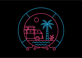 Summer Caravan t shirt template vector