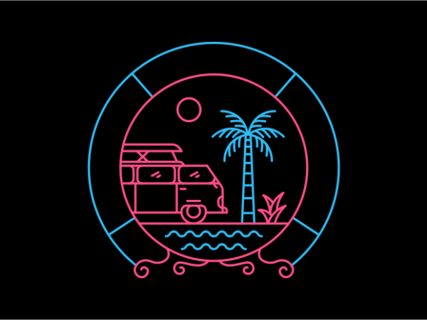 Summer caravan t shirt template vector