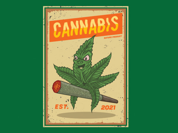 Cannabis riding a cigarette,premium vector