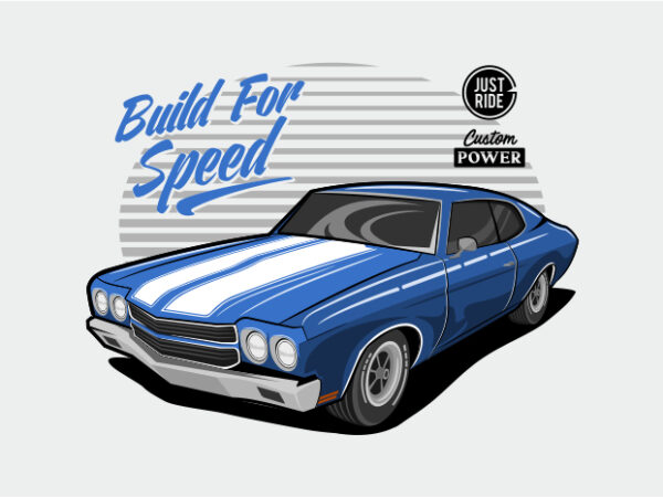 Classic car – build for speed t shirt vector file
