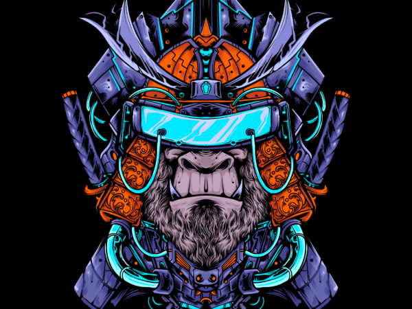 Cyberkong samurai t shirt vector file
