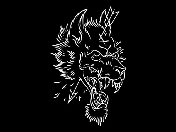 Dead wolf line art t-shirt design