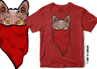 GANGSTER CAT T-SHIRT DESIGN, Cat lover, cat designs, cat t shirt design, cat illustration, cat face vector, cat vector, cat svg, cat artwork, cat t shirt design