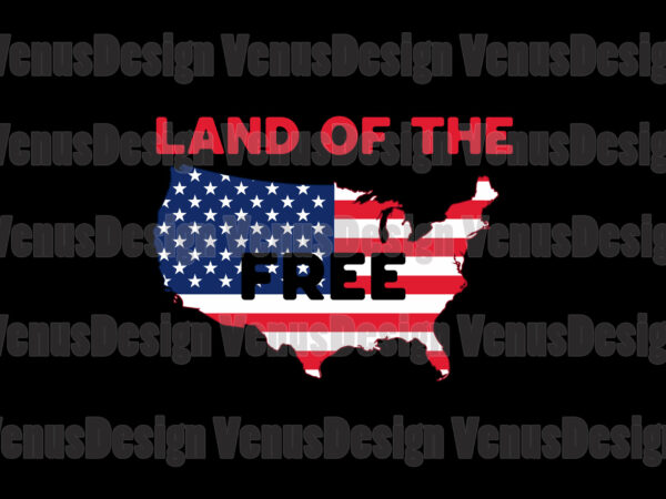 Land of the free american flag map editable design