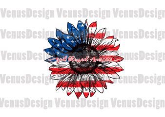 God Blessed America Patriotic Sunflower t shirt design template