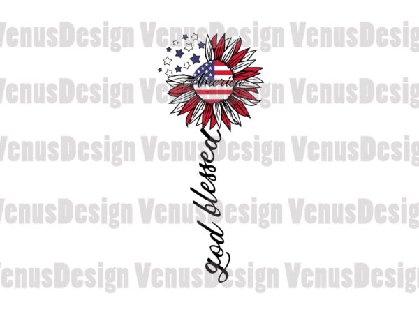 Patriotic sunflower god blessed america editable design