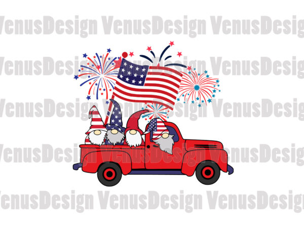 4th of july gnomes truck editable design