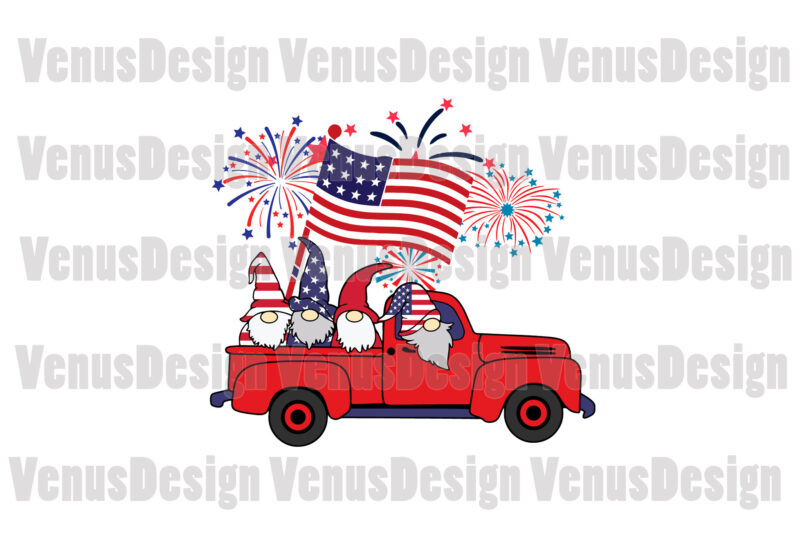 4th Of July Gnomes Truck Editable Design