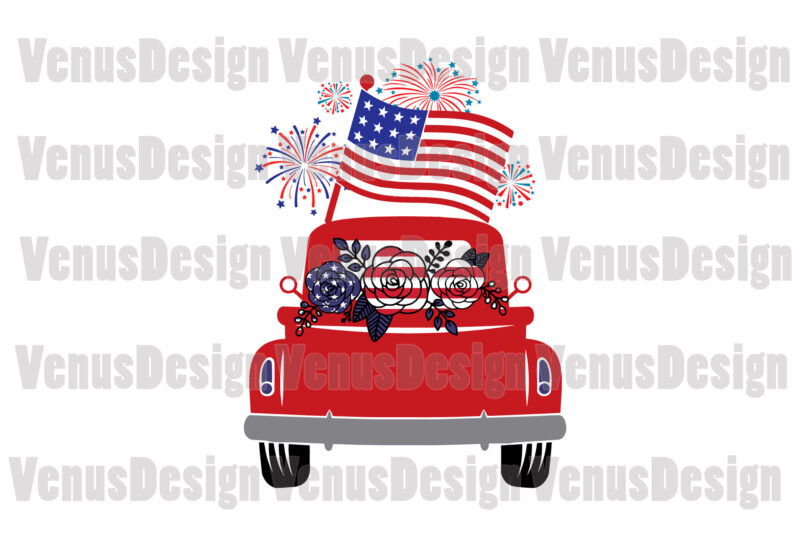 4th Of July Truck Editable Design