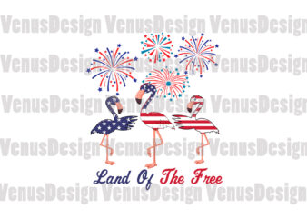Land Of The Free American Flamingo Editable Design