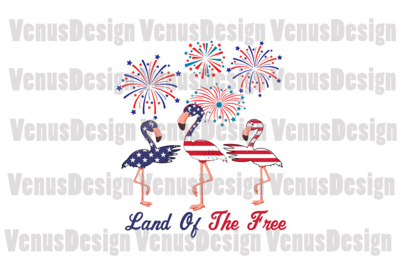 Land Of The Free American Flamingo Editable Design