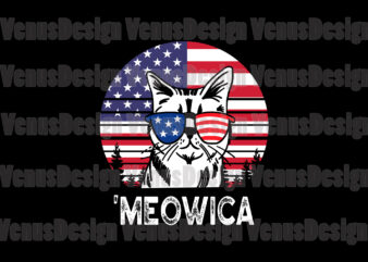 Meowica Funny Cat 4th Of July Editable Design