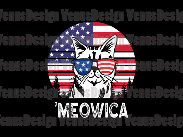 Meowica funny cat 4th of july editable design