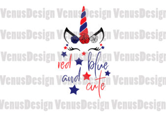 Red Blue And Cute 4th Of July Unicorn Editable Design