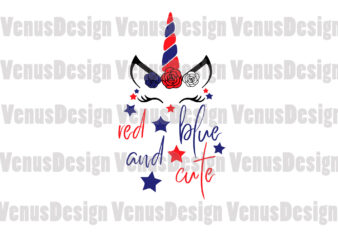 Red Blue And Cute 4th Of July Unicorn Editable Design