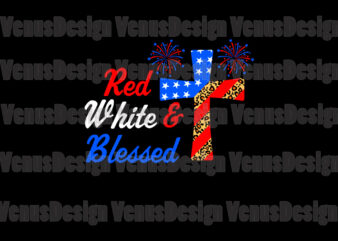 Red White And Blessed Patriotic Cross Editable Design